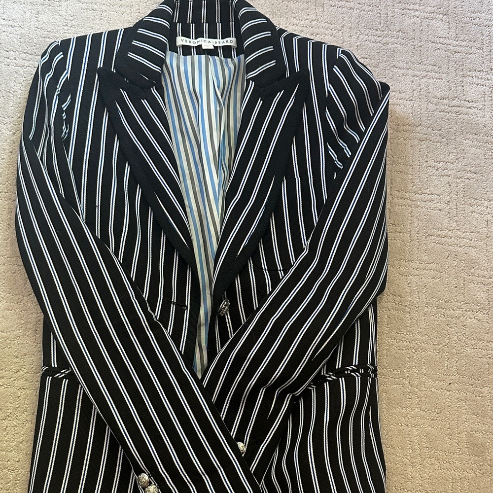Veronica Beard Black and White Striped Blazer